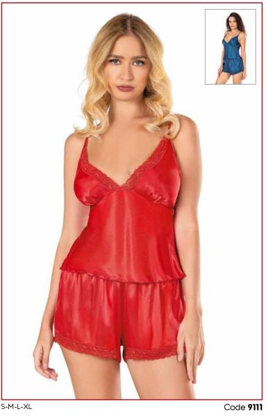PRİMODA 9111 SATEN BABYDOLL ŞORT TAKIM