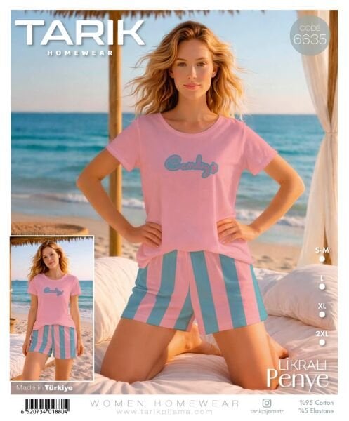 TARIK 6635 BAYAN KISA KOL ŞORTLU PİJAMA TAKIMI