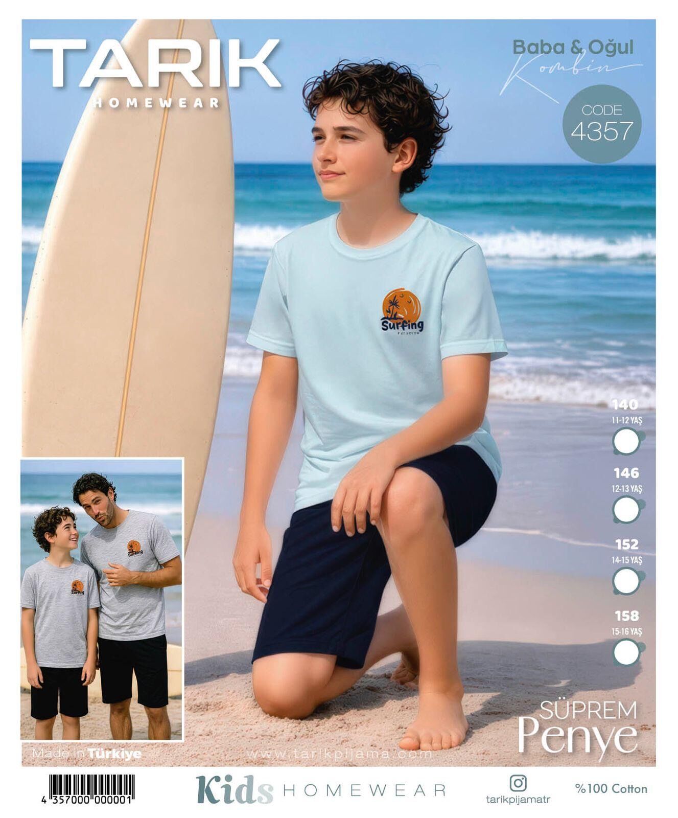 TARIK 4357 ERKEK 11-15 YAŞ PENYE ŞORTLU TAKIM