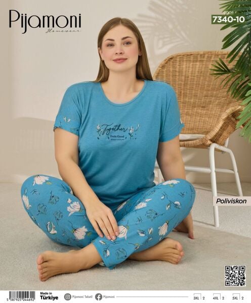 PİJAMONİ 7340-10 PVİSKON BATTAL KISA KOL PİJAMA TK
