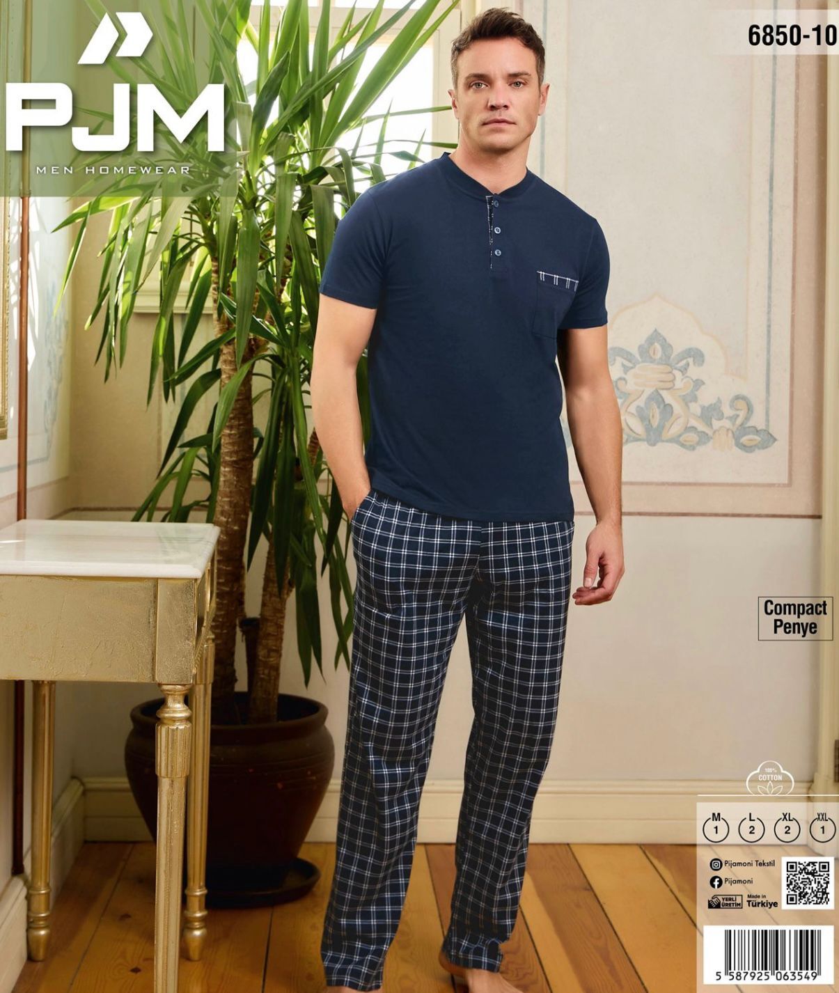 PJM 6850-10 ERKEK PENYE KISA KOL PİJAMA TAKIM