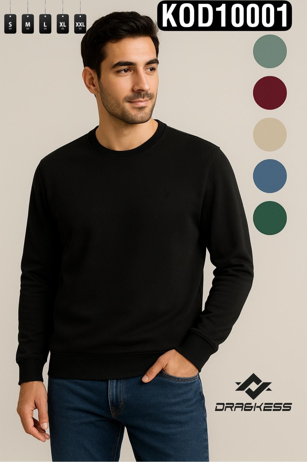 DRAKESS 10001 ERKEK KOMPAK 2 İP O.YAKA SWEAT