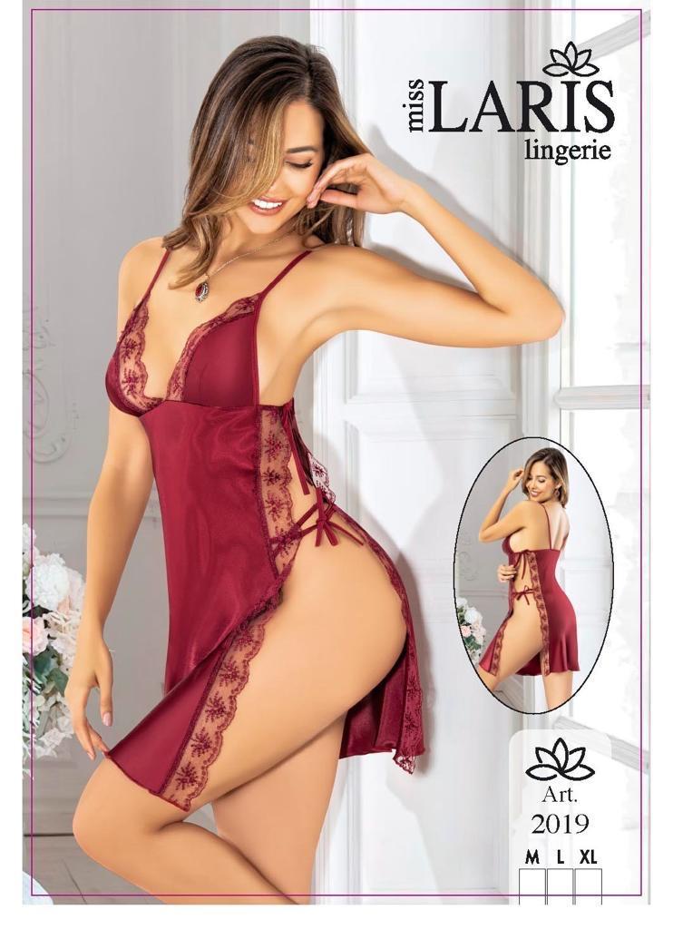 MİSS LARİS 2019 SATEN KISA GECELİK BORDO
