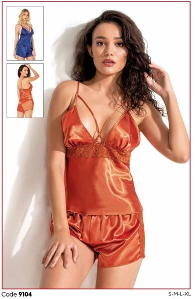 PRİMODA 9104 SATEN BABYDOLL ŞORT TAKIM