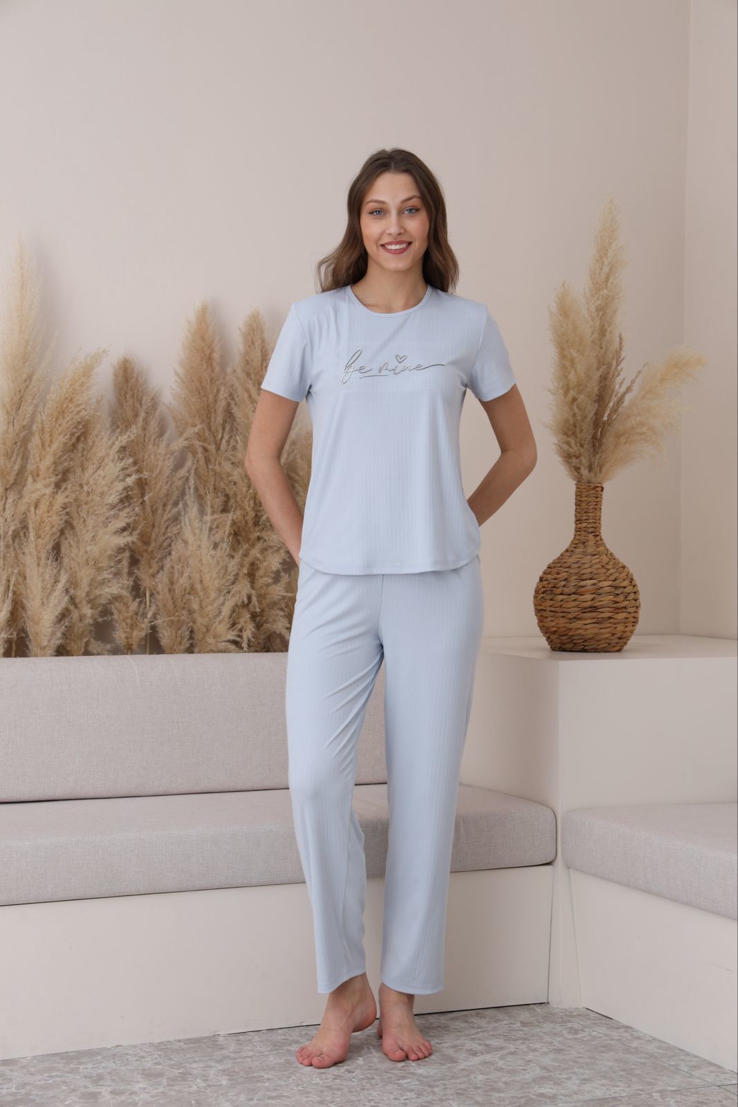 PİJAMONİ 5395-4 BAYAN DUBLİN K.KOL PİJAMA TAKIM