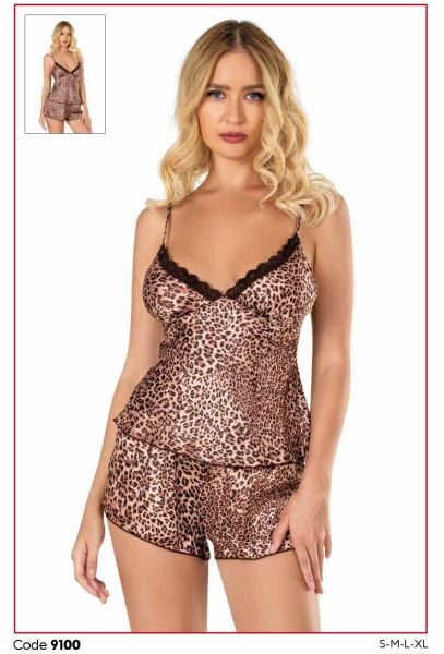 PRİMODA 9100 SATEN BABYDOLL ŞORT TAKIM