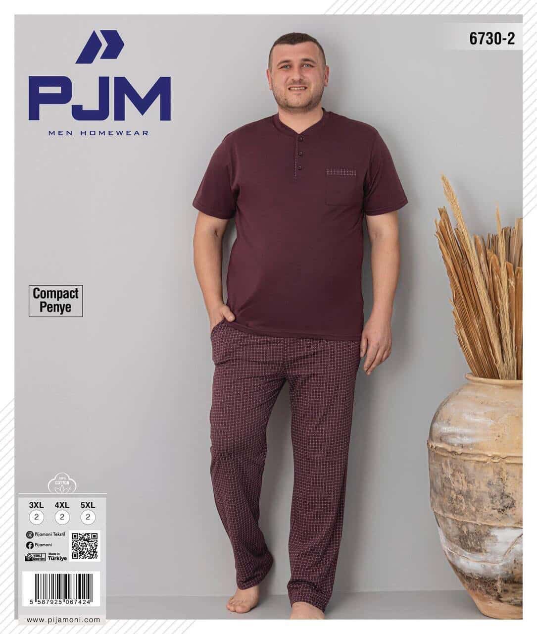 PJM 6730-2 ERKEK PENYE BATTAL KISA KOL PATLI TAKIM