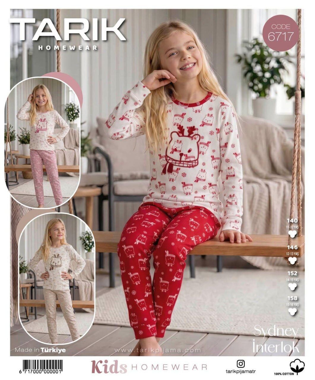 TARIK 6717 KIZ GES FİTİLLİ İNTERLOK PİJAMA TKM