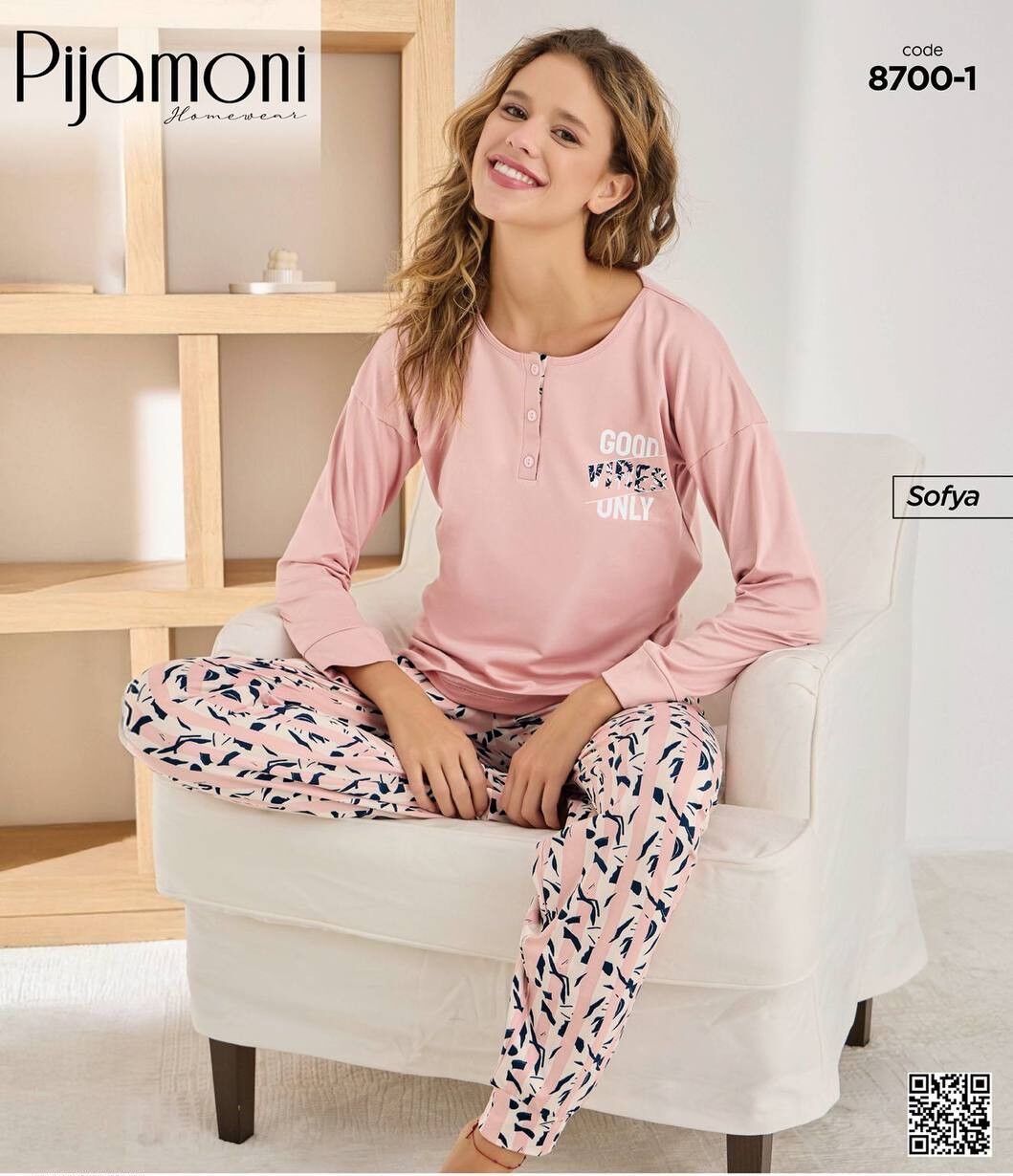 PİJAMONİ 8700-1 YENİ BAYAN SOFYA PİJAMA TAKIMI