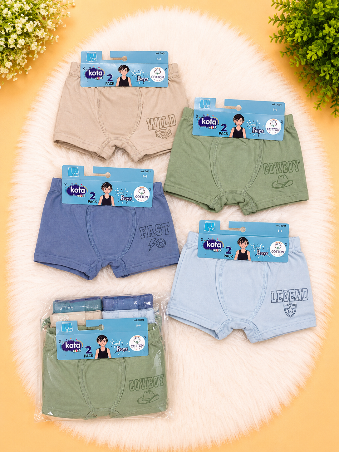 KOTA 3001 ERKEK ÇOCUK LİKRALI PENYE 2Lİ BOXER