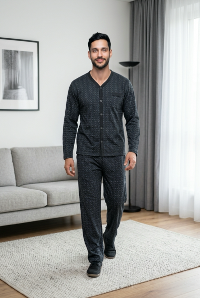 CAN ERKEK BOYDAN DÜĞMELİ PİJAMA TAKIM