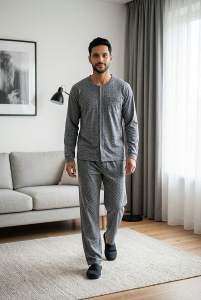 CAN ERKEK BOYDAN DÜĞMELİ PİJAMA TAKIM
