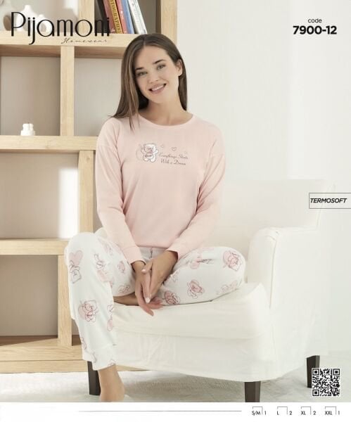 PİJAMONİ 7900-12 BAYAN TERMOSOFT PİJAMA TAKIM