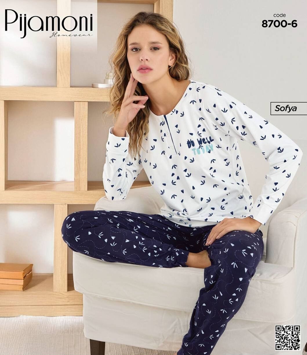 PİJAMONİ 8700-6 YENİ BAYAN SOFYA PİJAMA TAKIMI