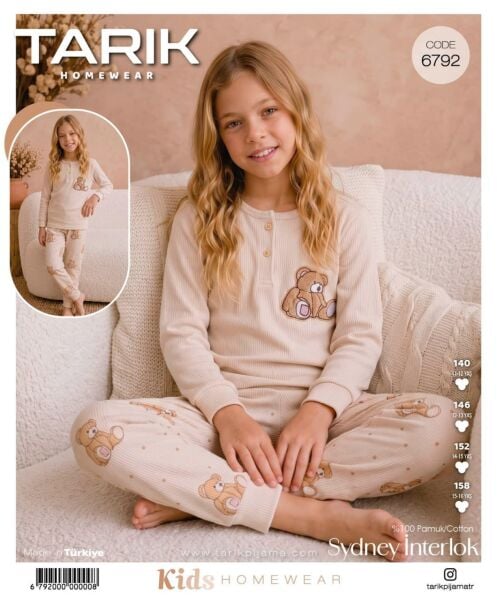TARIK 6792 KIZ GES FİTİLLİ İNTERLOK PİJAMA TKM