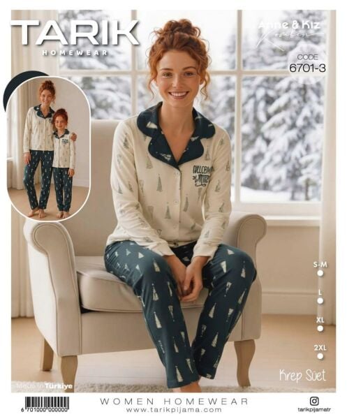 TARIK 6701-3 BAYAN SÜET Ö.DÜĞMELİ PİJAMA TAKIM