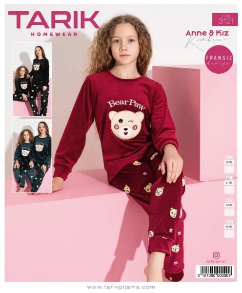 TARIK 3121 KIZ 5-9 YŞ FRANSIZ KADİFE PİJAMA TAKIM