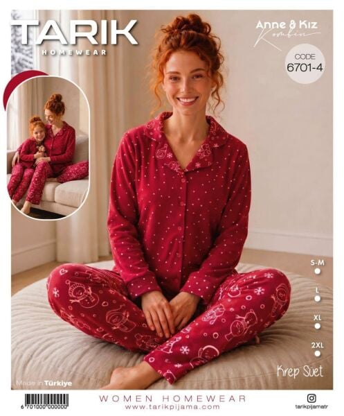 TARIK 6701-4 BAYAN SÜET Ö.DÜĞMELİ PİJAMA TAKIM