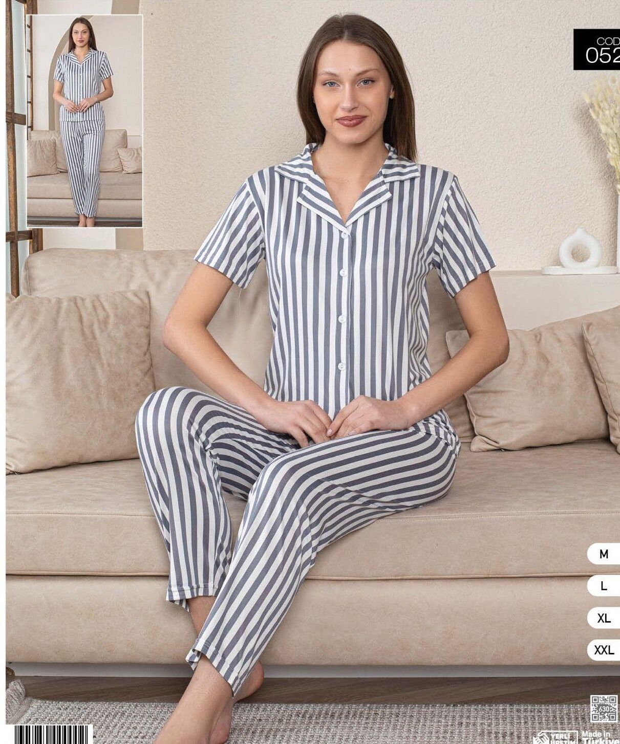 COOLBELLA 0525 BAYAN GÖMLEK K.KOL PİJAMA TAKIM