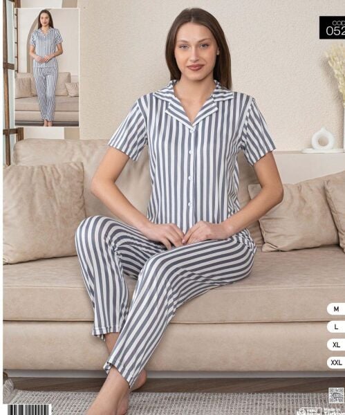 COOLBELLA 0525 BAYAN GÖMLEK K.KOL PİJAMA TAKIM