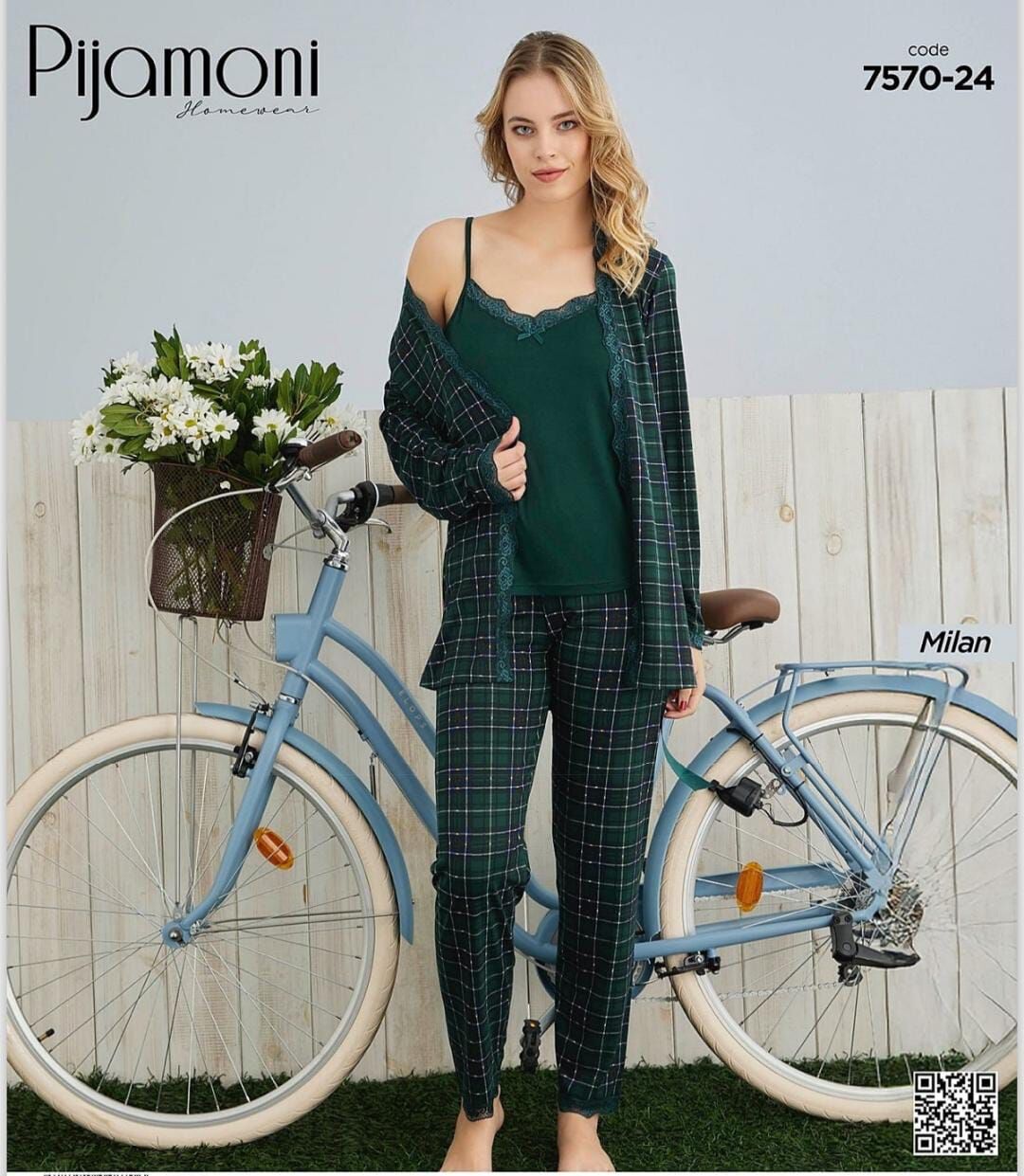 PİJAMONİ 7570-24 MİLAN SABAHLIKLI 3 LÜ TAKIM