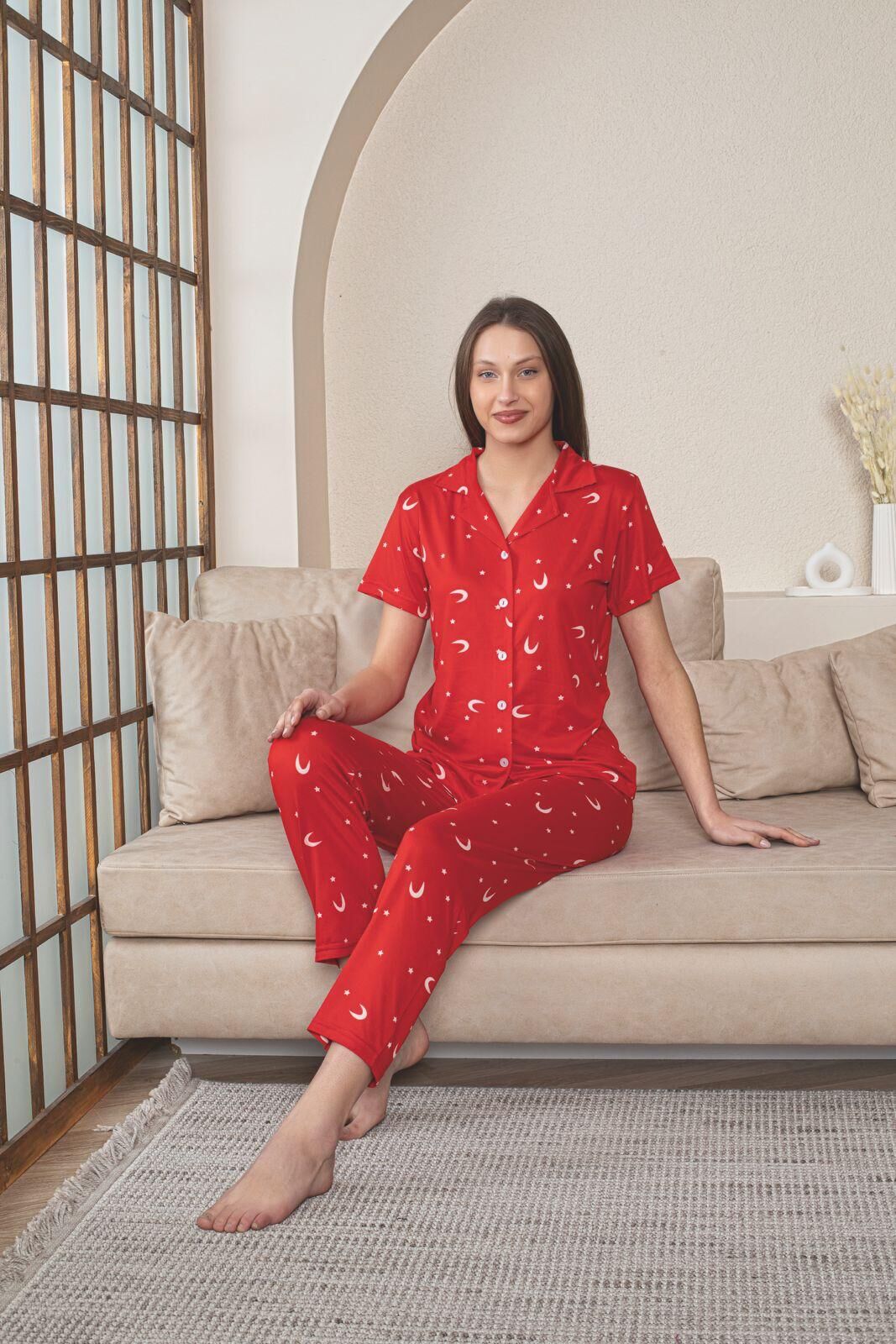 COOLBELLA 0527 BAYAN GÖMLEK K.KOL PİJAMA TAKIM