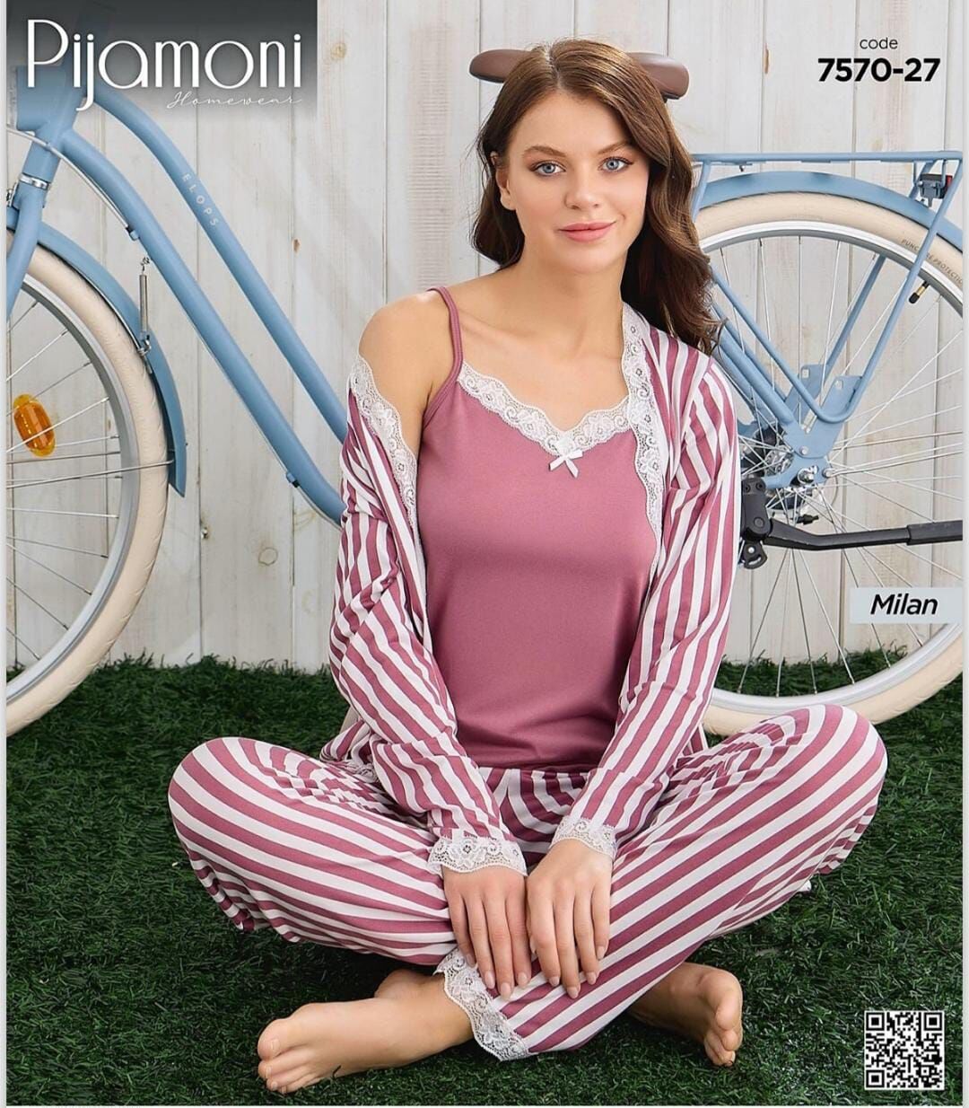 PİJAMONİ 7570-27 MİLAN SABAHLIKLI 3 LÜ TAKIM
