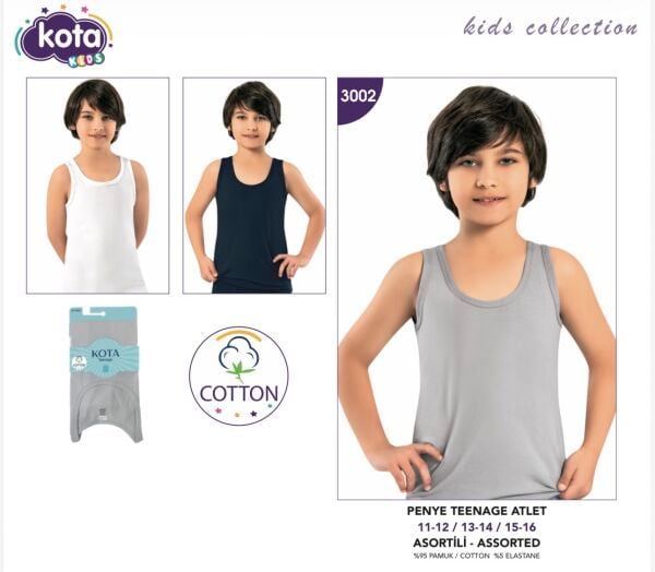 KOTA 3002 ERKEK ÇOCUK TEENAGE LİKRALI PENYE ATLET