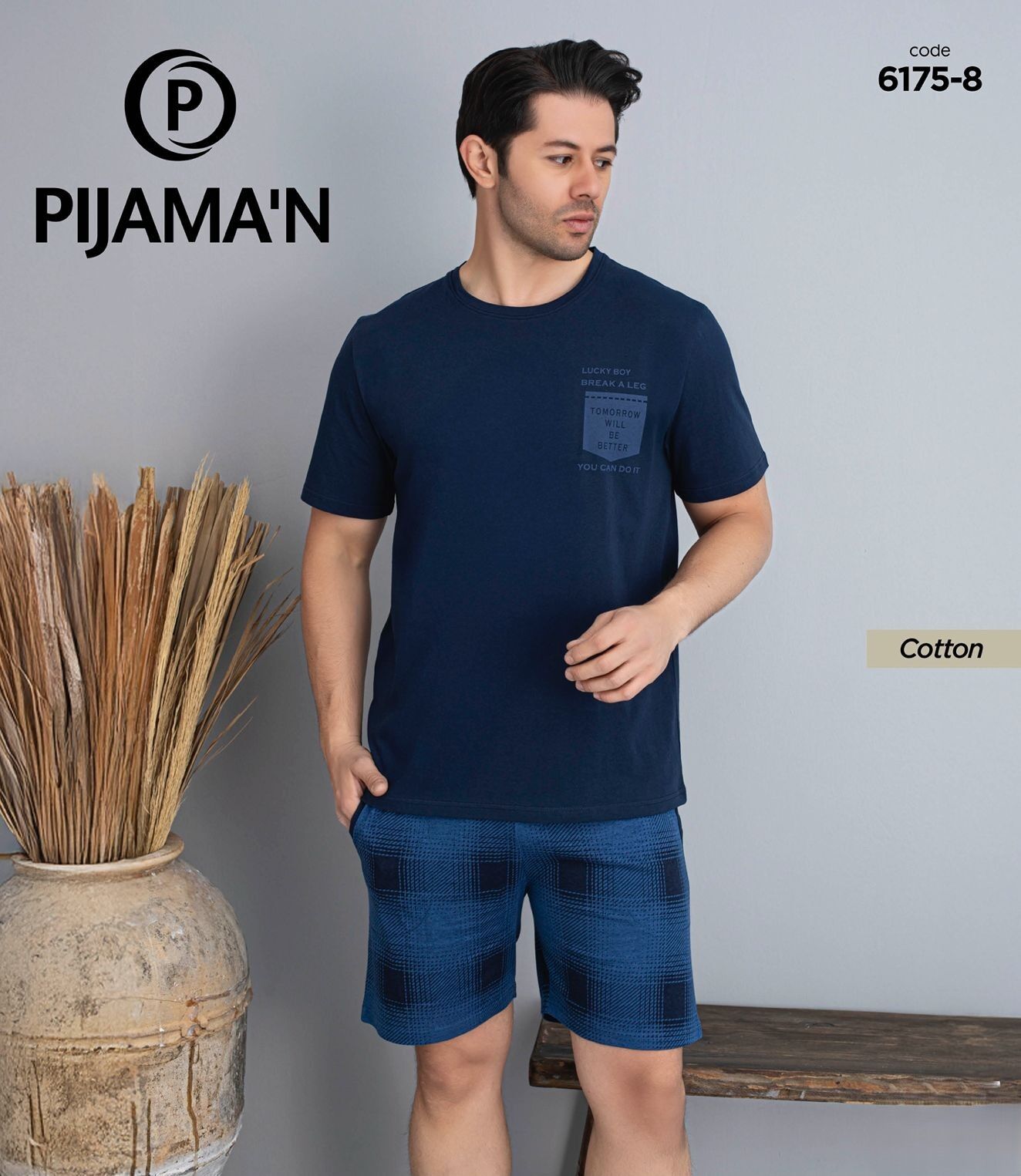 PİJAMAN 6175-8 ERKEK PENYE KISAKOL ŞORTLU TAKIM