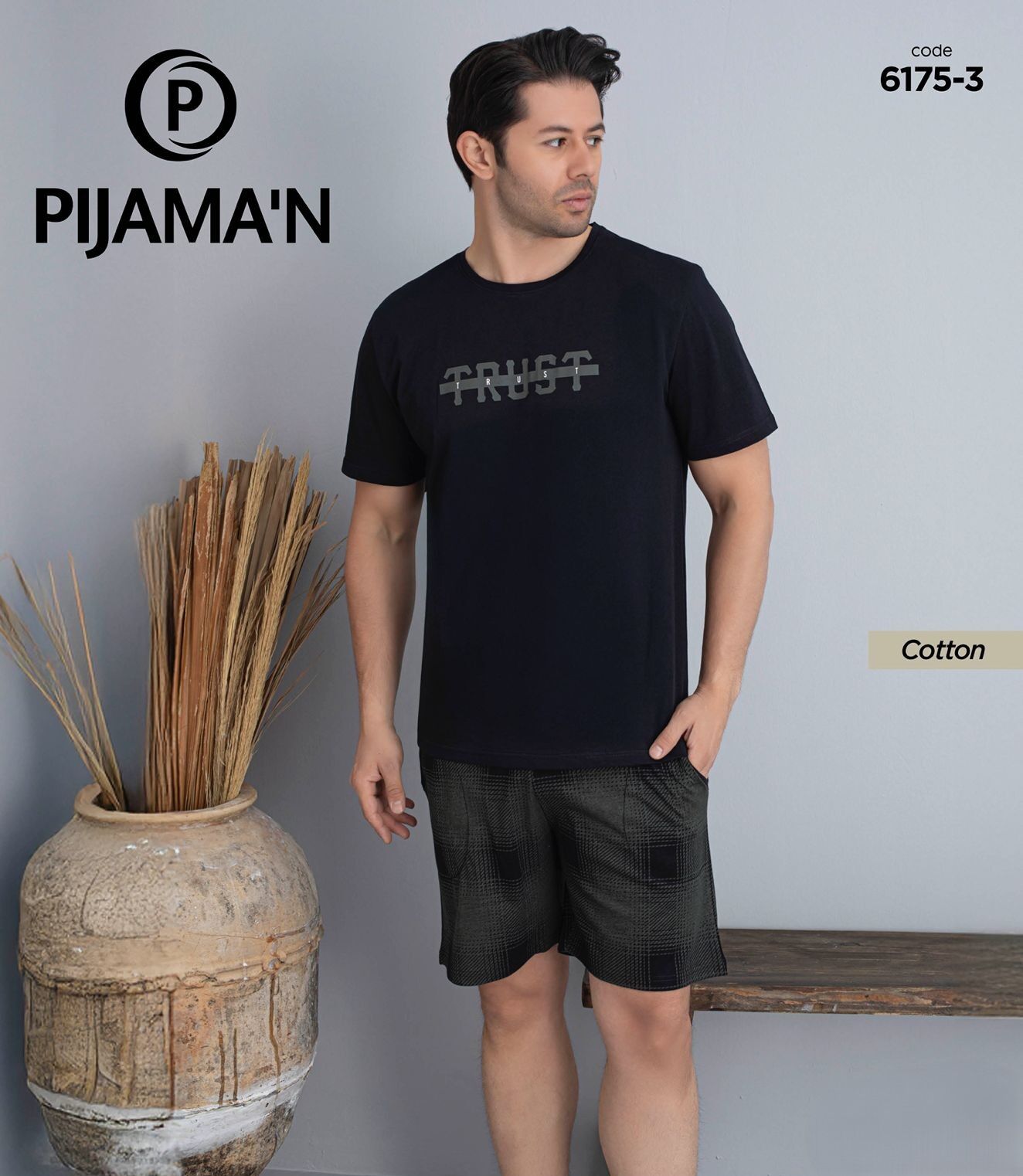 PİJAMAN 6175-3 ERKEK PENYE KISAKOL ŞORTLU TAKIM