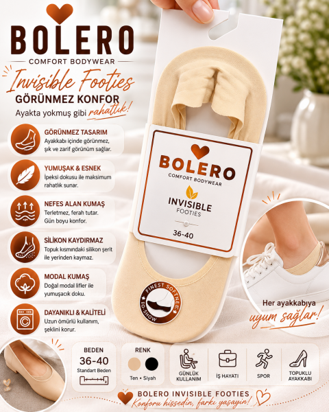 BOLERO B82 BAYAN LAZER KESİM BABET ÇORAP