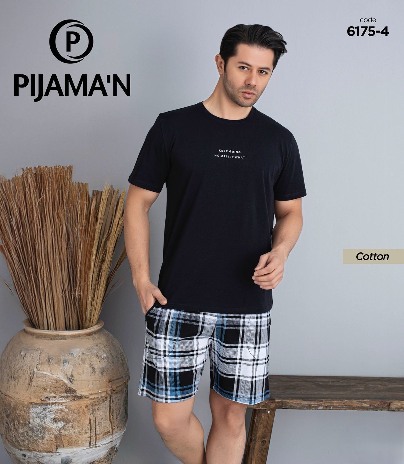 PİJAMAN 6175-4 ERKEK PENYE KISAKOL ŞORTLU TAKIM