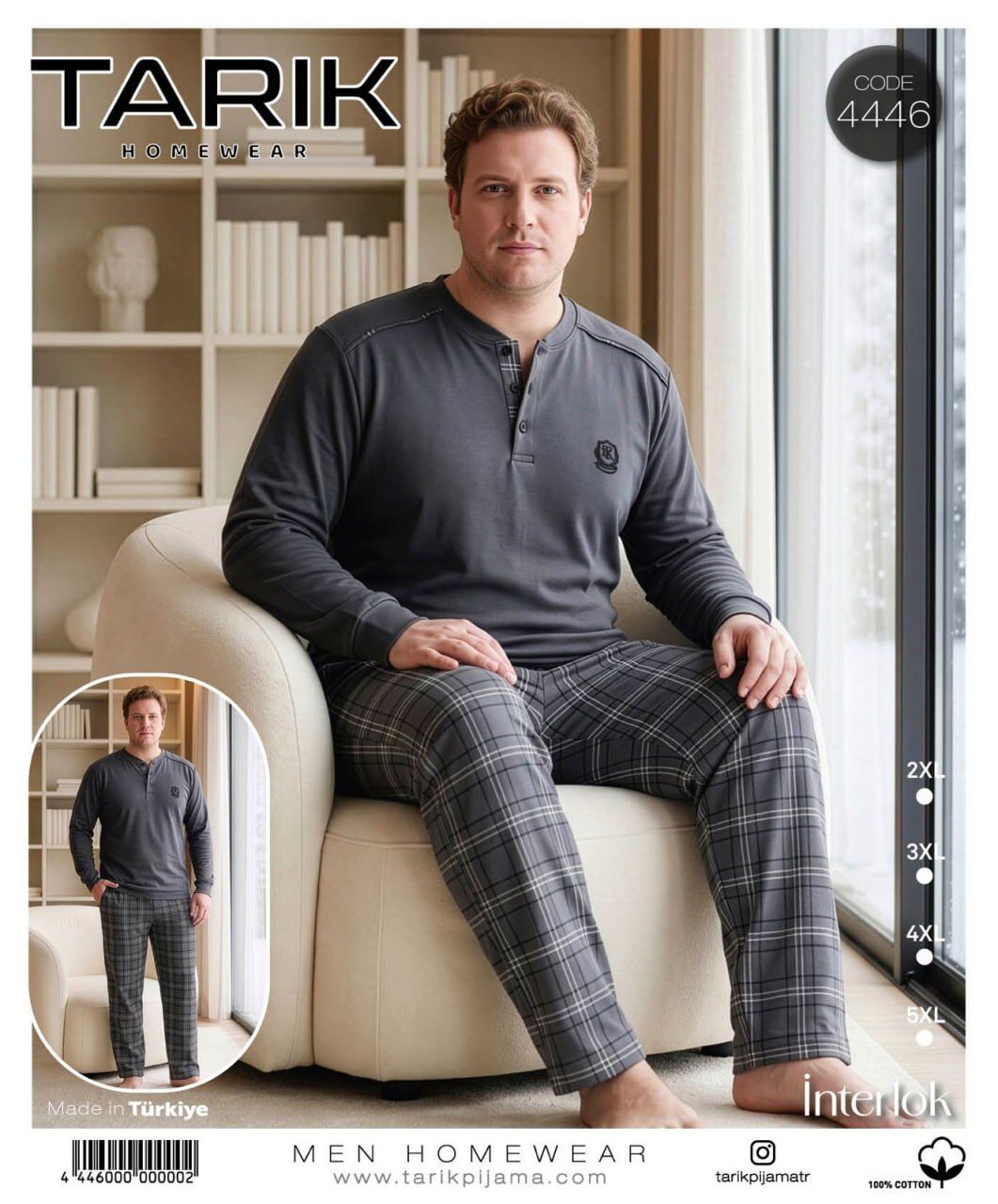 TARIK 4446 ERKEK İNTERLOK BATTAL PİJAMA TAKIMI