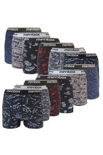 MENBOX 1052 ERKEK LİKRALI DESENLİ BOXER