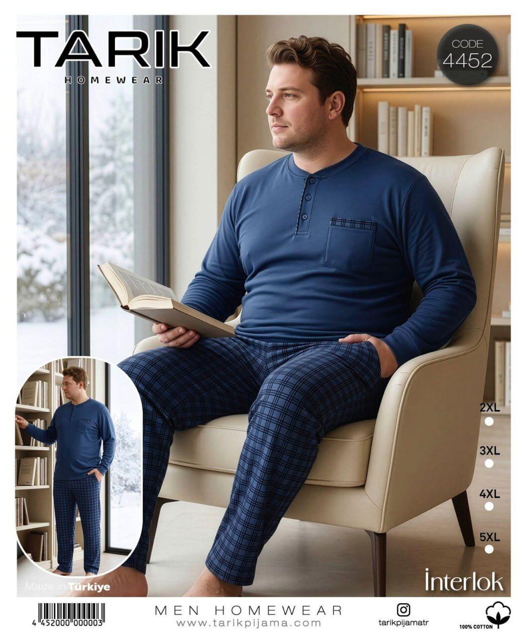 TARIK 4452 ERKEK İNTERLOK BATTAL PİJAMA TAKIMI