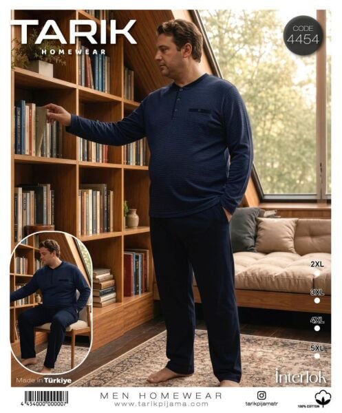 TARIK 4454 ERKEK İNTERLOK BATTAL PİJAMA TAKIMI