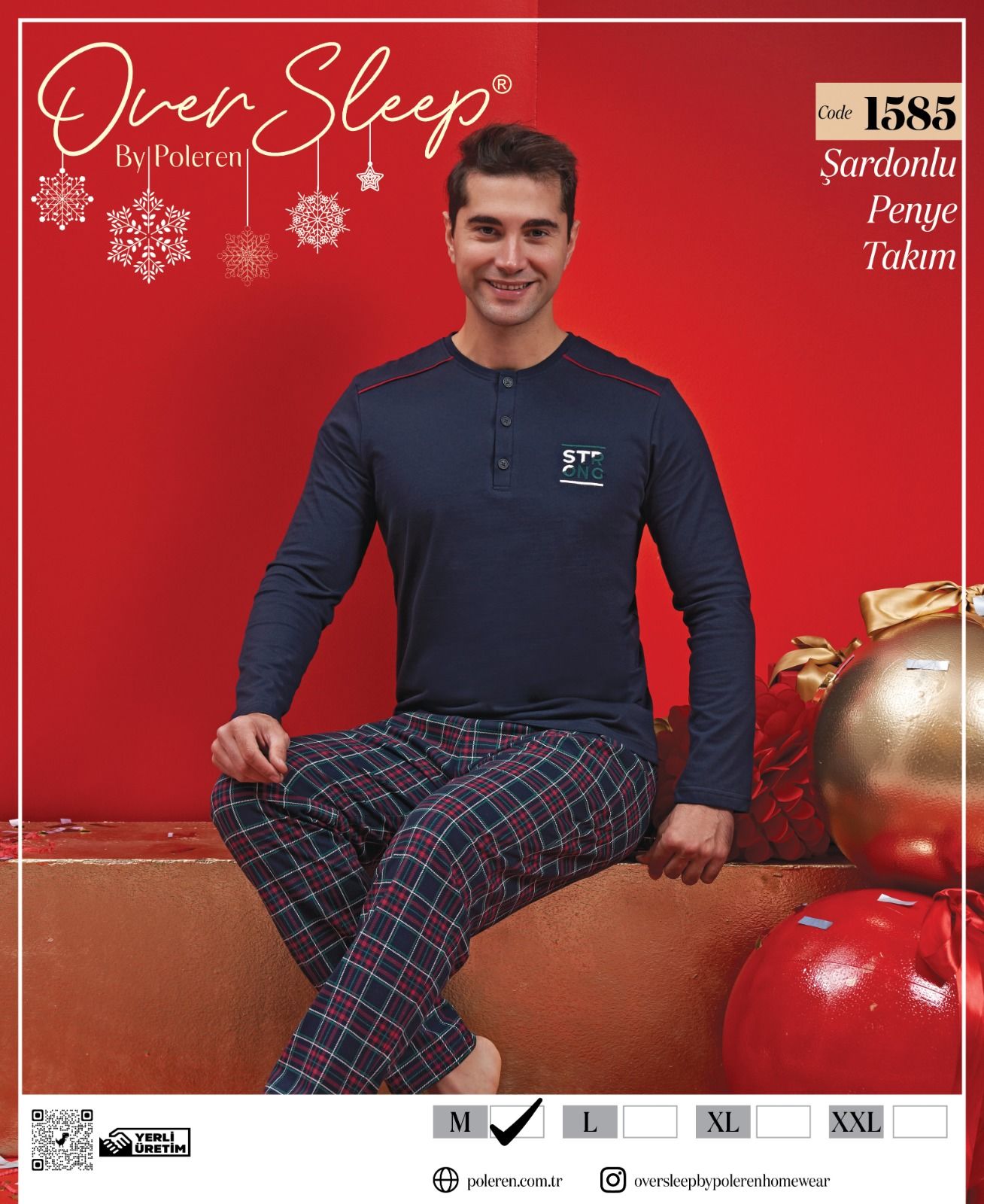 OVER SLEEP 1585 ERKEK YILBAŞI PİJAMA TAKIM