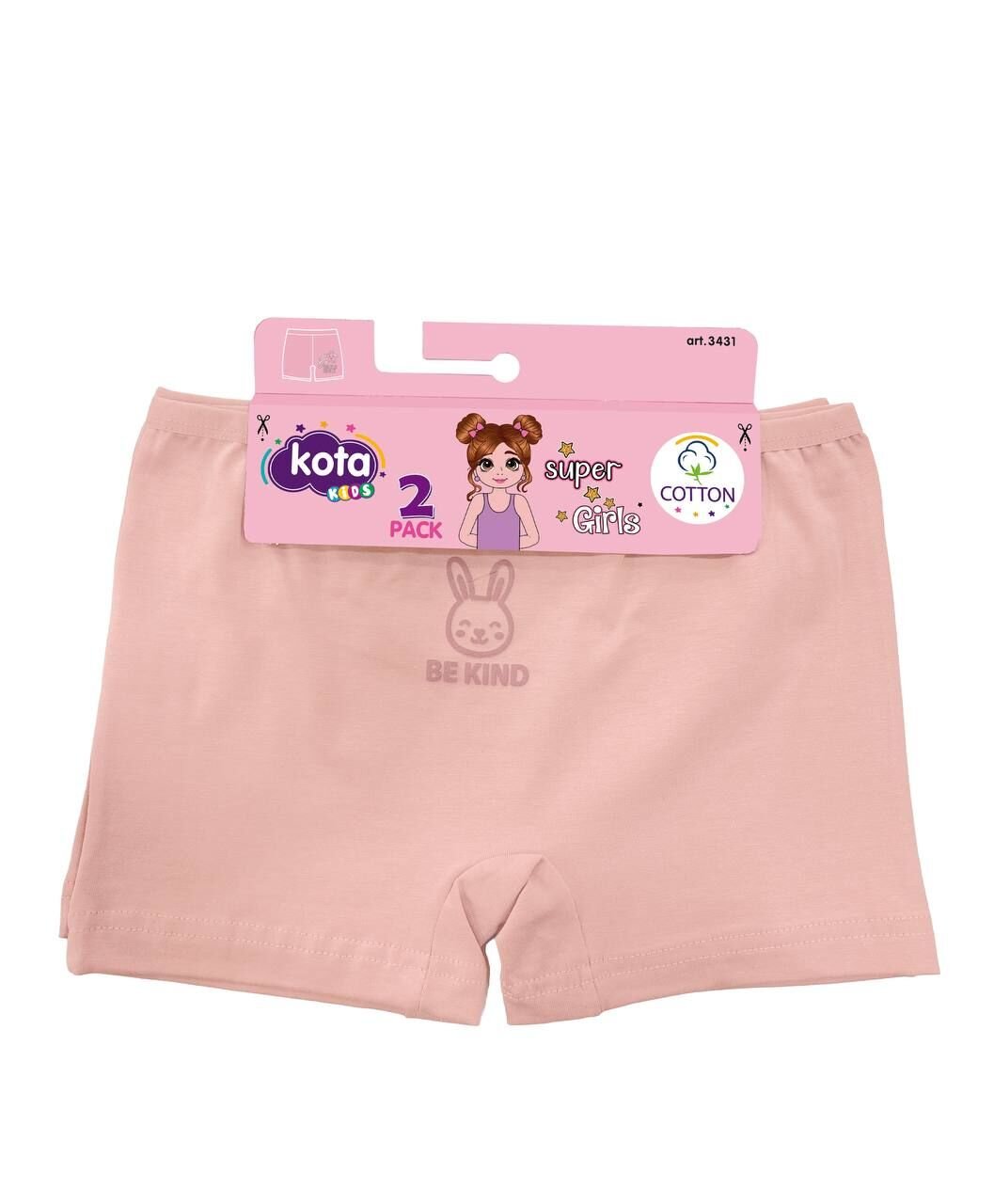 KOTA 3431 KIZ ÇOCUK KABARTMA BASKI 2Lİ PENYE ŞORT
