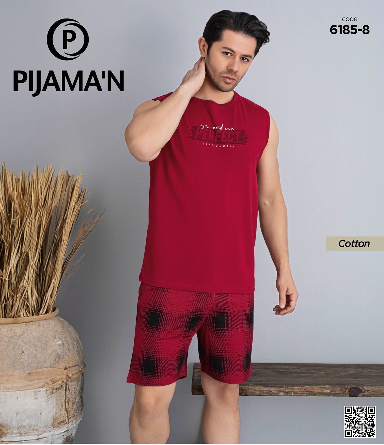 PİJAMAN 6185-8 ERKEK JAKARLI KISAKOL ŞORTLU TAKIM