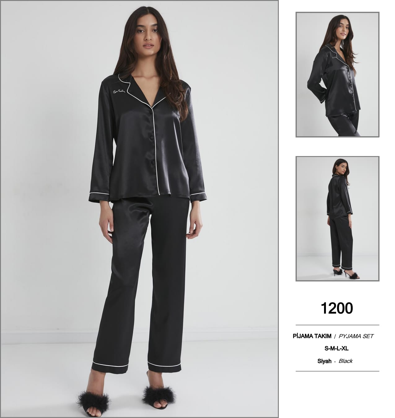 PİERRE CARDİN 1200 SATEN 2 Lİ PİJAMA TAKIM