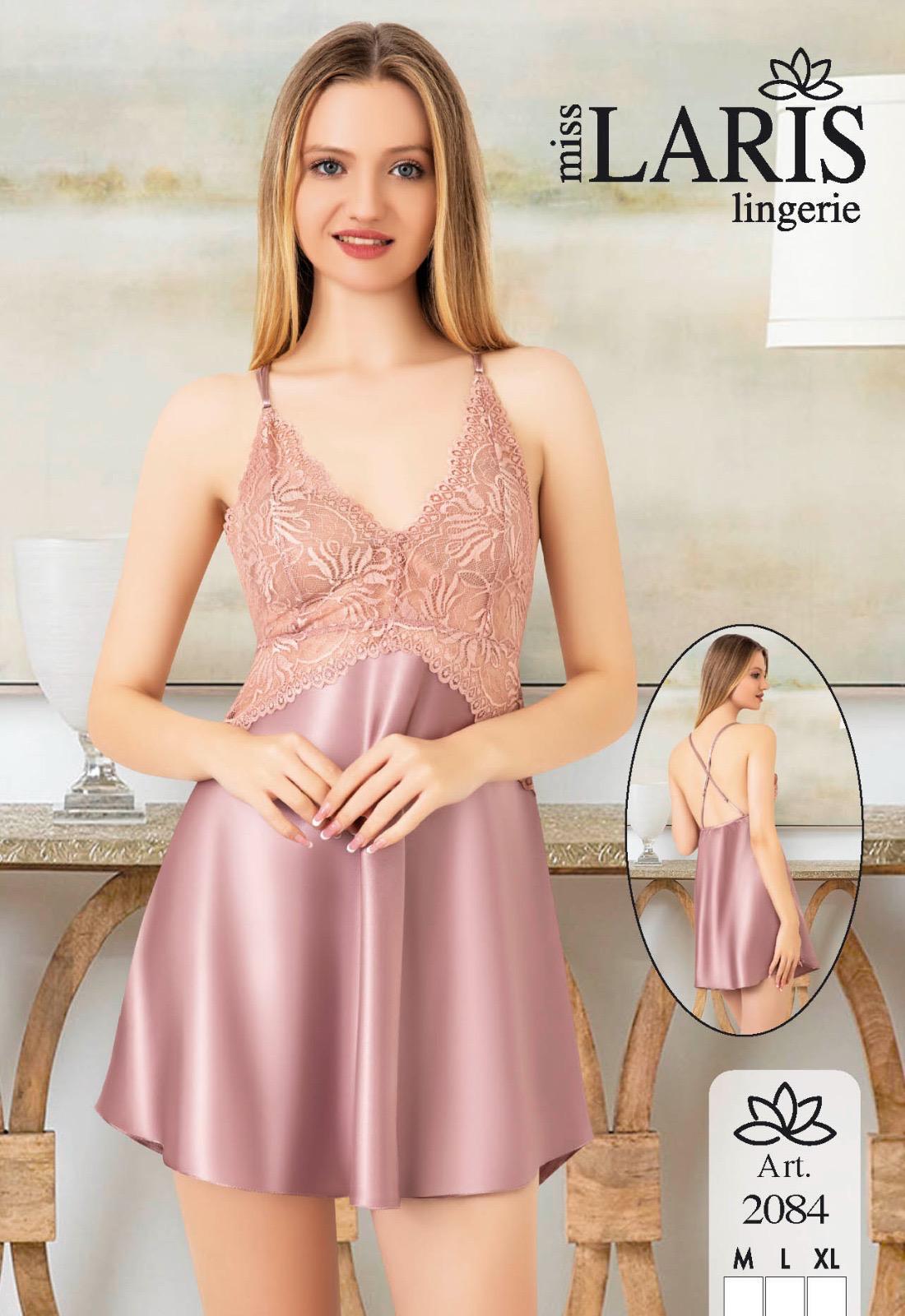 MİSS LARİS 2084 SATEN KISA GECELİK PUDRA