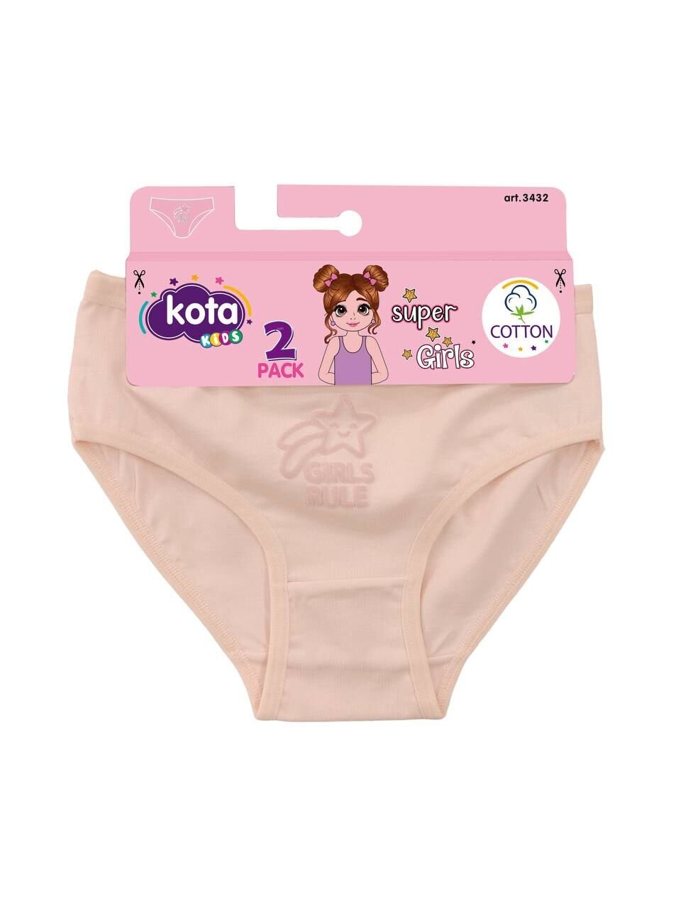 KOTA 3432 KIZ ÇOCUK KABARTMA BASKILI 2Lİ BİKİNİ