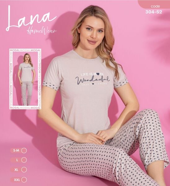 LANA 304-52 BAYAN MODAL KISA KOL PİJAMA TAKIM