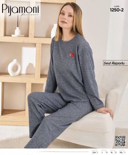 PİJAMONİ 1250-2 BAYAN SEUL RAPORLU PİJAMA TAKIM
