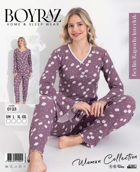 BOYRAZ 0123 BAYAN BERLİN İNTERLOK PİJAMA TAKIMI