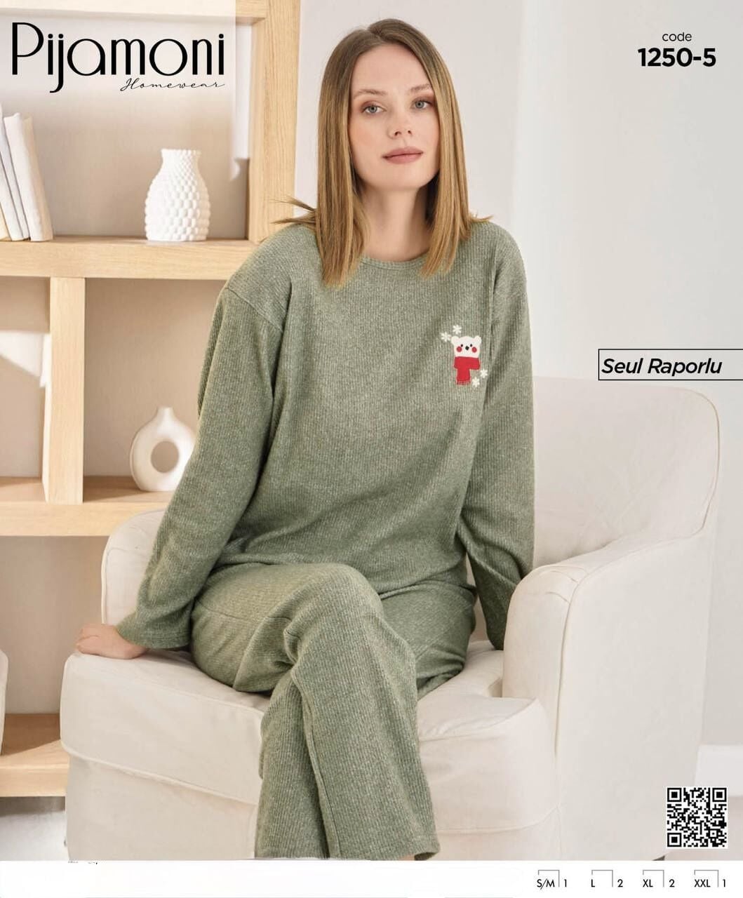 PİJAMONİ 1250-5 BAYAN SEUL RAPORLU PİJAMA TAKIM
