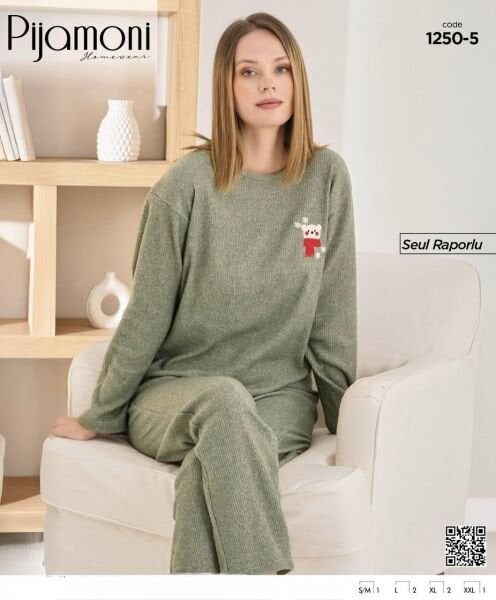 PİJAMONİ 1250-5 BAYAN SEUL RAPORLU PİJAMA TAKIM