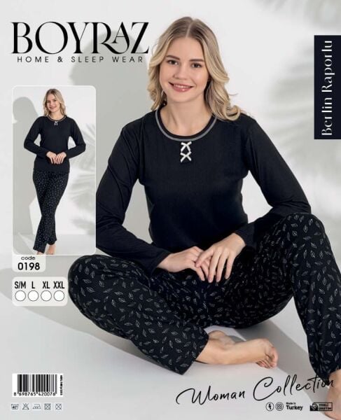 BOYRAZ 0198 BAYAN BERLİN İNTERLOK PİJAMA TAKIMI