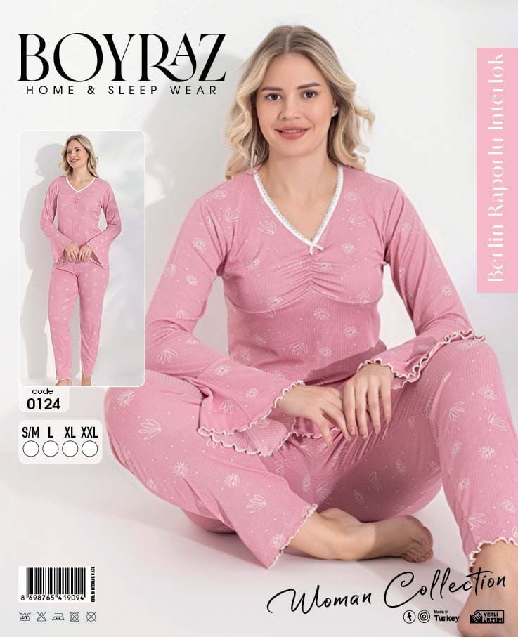 BOYRAZ 0124 BAYAN BERLİN İNTERLOK PİJAMA TAKIMI