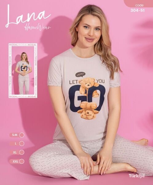 LANA 304-51 BAYAN MODAL KISA KOL PİJAMA TAKIM